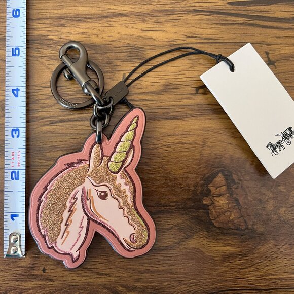 Coach 2D Uni Bag Charm Leather keyfob NWT 25756 unicorn keychain - Picture 3 of 3